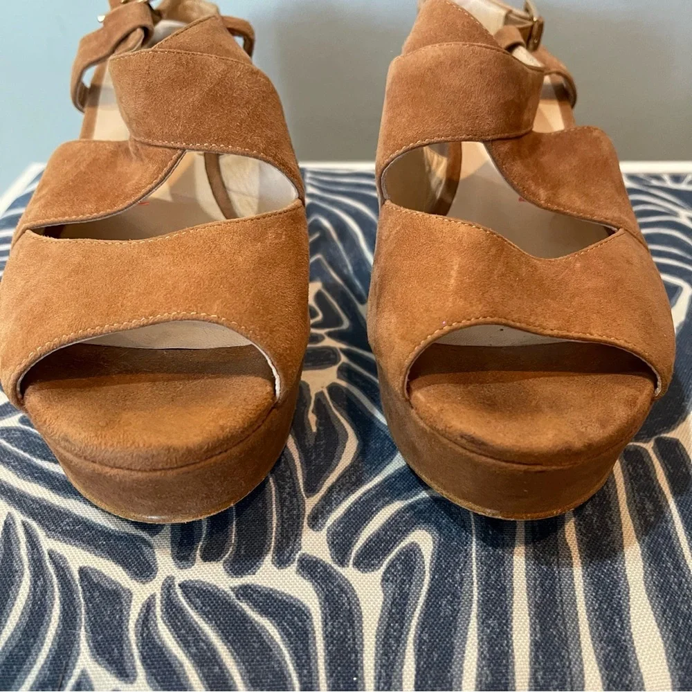 Sacha London Denver Wedge Sandel Brown Size 8.5